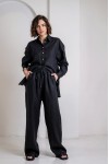 Oversized linen shirt women Collar Long sleeve