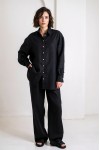 Oversized linen shirt women Collar Long sleeve