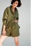 Oversized linen shirt women Collar Long sleeve
