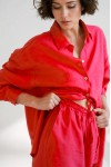 Oversized linen shirt women Collar Long sleeve