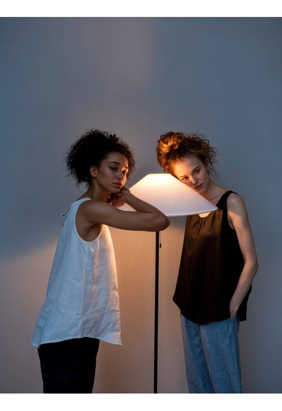 Linen Simple Tank Top - Sleeveless Loose Blouse