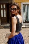Square Neck Linen Crop Top with Back Buttons