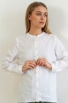 Collarless Linen Shirt for Women with Long Sleeves