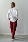 Collarless Linen Shirt for Women with Long Sleeves