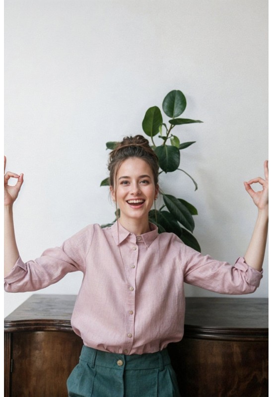 Linen Button-Down Blouse | Women's Tailored Shirt