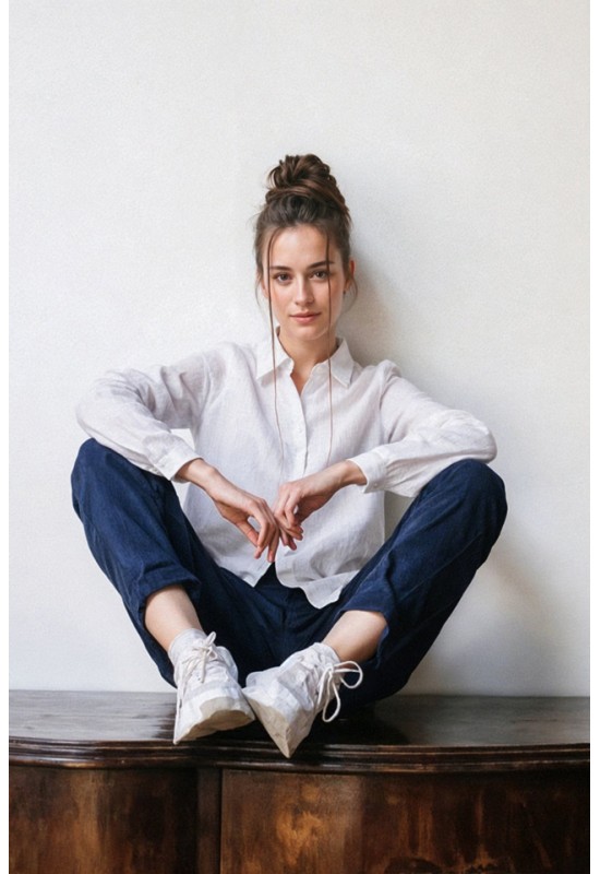 Linen Button-Down Blouse | Women's Tailored Shirt