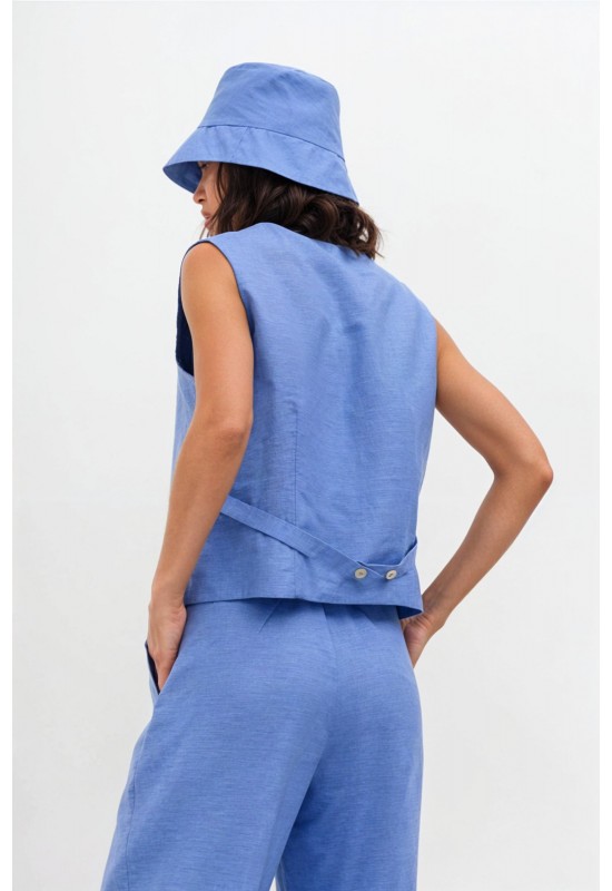  Linen Vest Top | High-Quality Waistcoat with Buttons