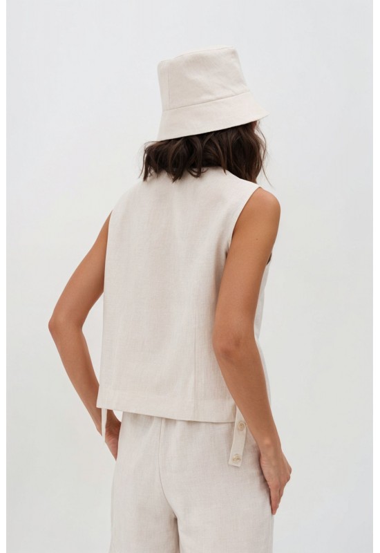  Linen Vest Top | High-Quality Waistcoat with Buttons