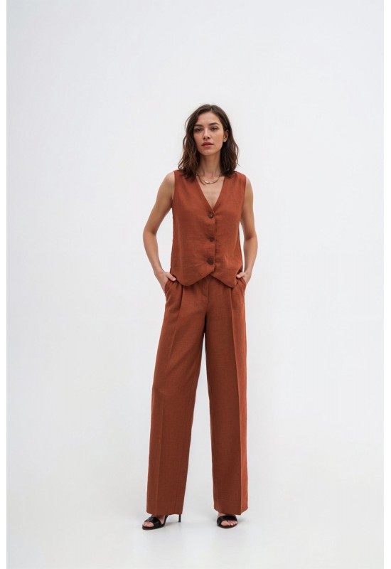  Linen Vest Top | High-Quality Waistcoat with Buttons