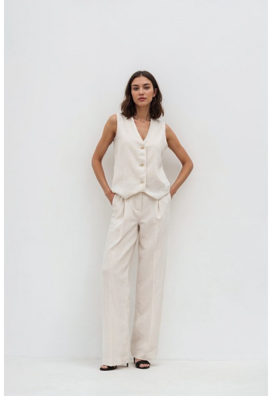  Linen Vest Top | High-Quality Waistcoat with Buttons