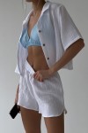 Muslin Shirt with Short Sleeves: Crop Blouse 