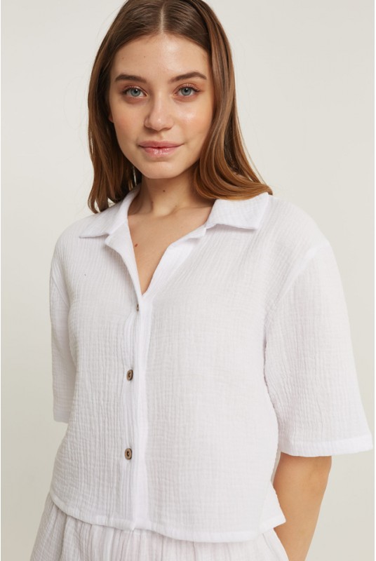 Muslin Crop shirt BARBARA in various colors