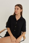 Muslin Shirt with Short Sleeves: Crop Blouse 