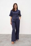 Cotton Gauze Muslin Pants: High Waist, Elastic 