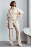 Cotton Gauze Muslin Pants: High Waist, Elastic 