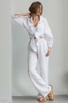 Cotton Gauze Muslin Pants: High Waist, Elastic 