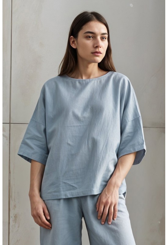 Linen 2-Piece Set: Loose T-Shirt and Pants