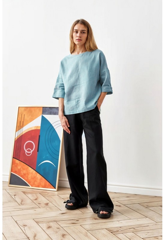 Linen 2-Piece Set: Loose T-Shirt and Pants