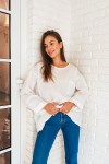 Linen long sleeve top with boat neck