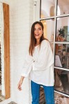 Linen long sleeve top with boat neck