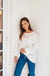 Linen long sleeve top with boat neck