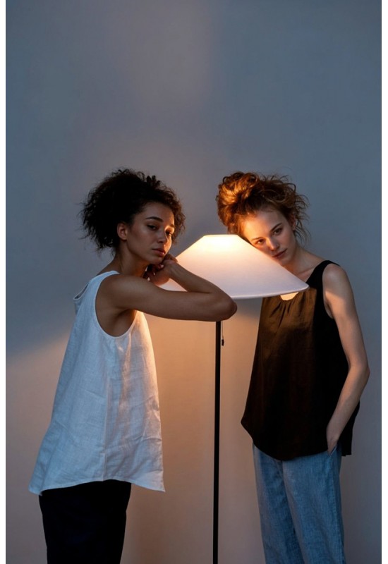 Linen Simple Tank Top - Sleeveless Loose Blouse