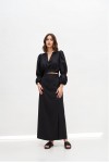 Linen Blouse with Puffy Sleeves V-Neck Crop Top