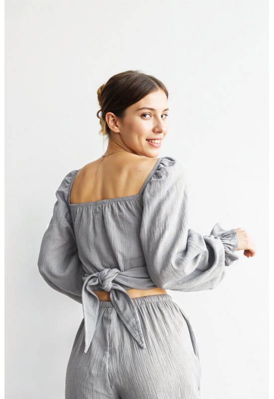 Muslin crop top Wrap or tied blouse 