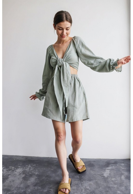 Muslin crop top Wrap or tied blouse 
