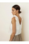 Sleeveless linen top with wide tie straps 