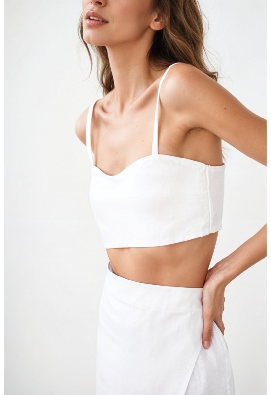 Linen crop top with spaghetti straps