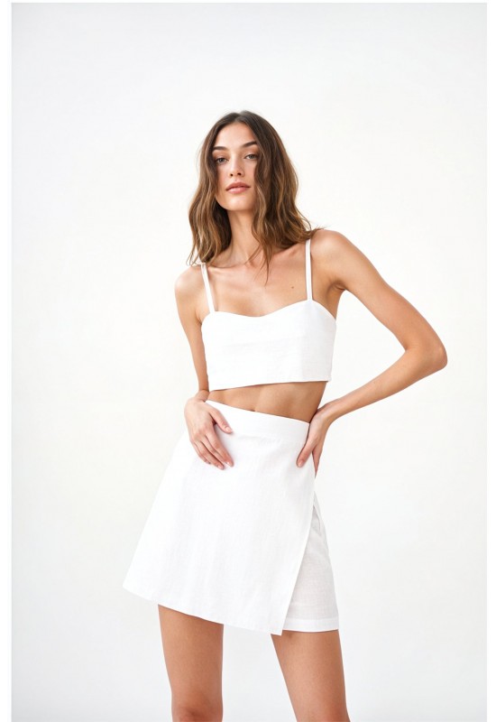 Linen crop top with spaghetti straps