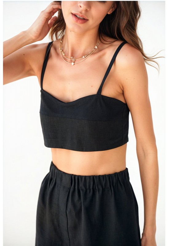 Linen crop top with spaghetti straps