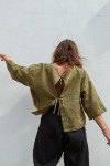 Linen top Tie back blouse 