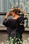 Linen top Tie back blouse 