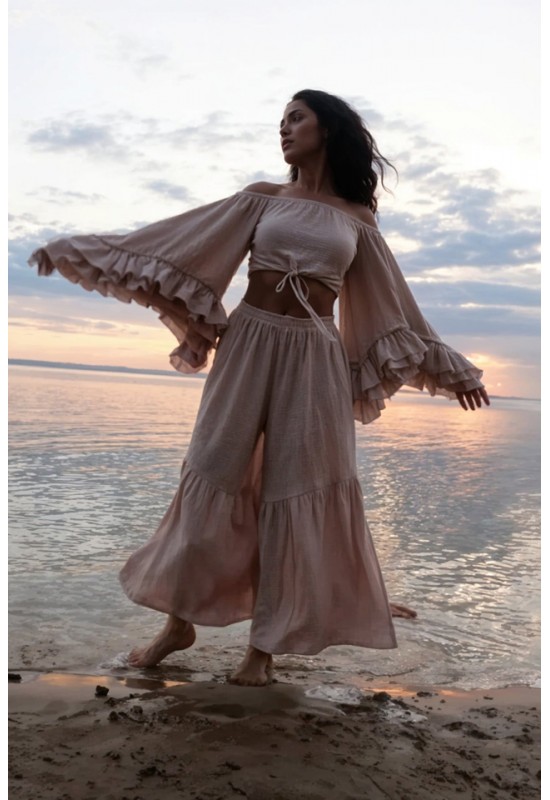 Muslin loose pants and top Cotton set for women 