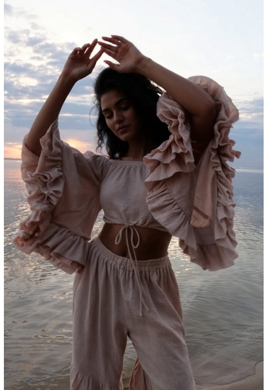 Muslin loose pants and top Cotton set for women 
