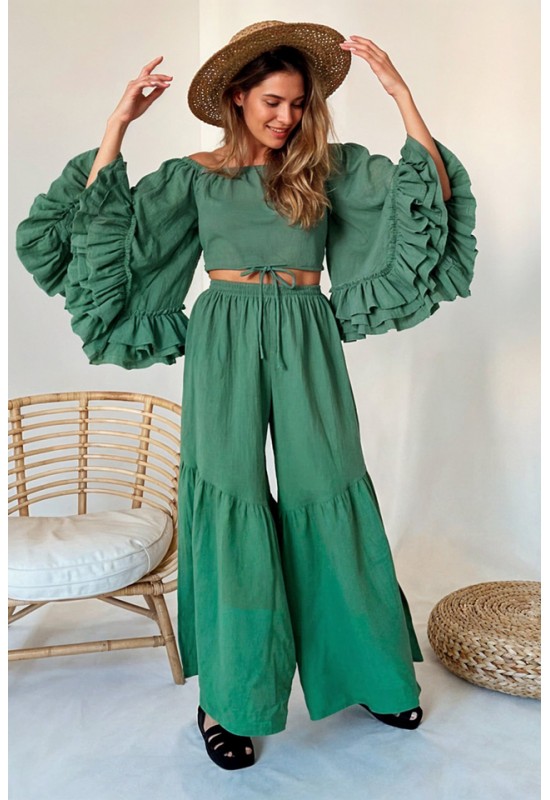 Muslin loose pants and top Cotton set for women 