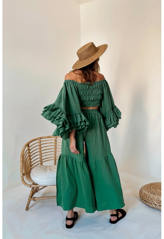 Muslin loose pants and top Cotton set for women 
