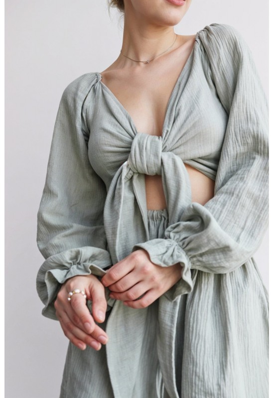 Muslin crop top Wrap or tied blouse 