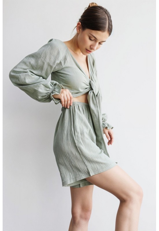 Muslin crop top Wrap or tied blouse 
