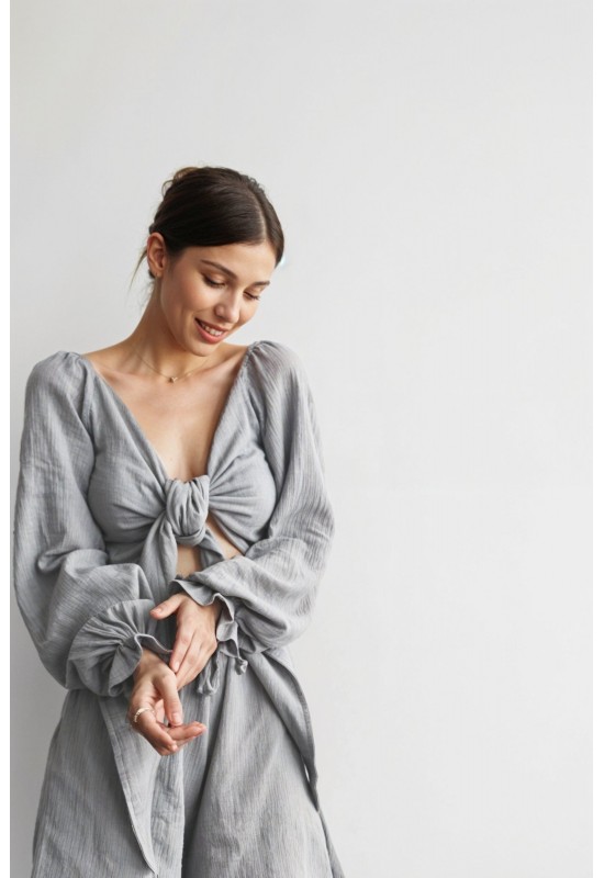 Muslin crop top Wrap or tied blouse 