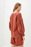 Linen blouse with Puffy long sleeves 