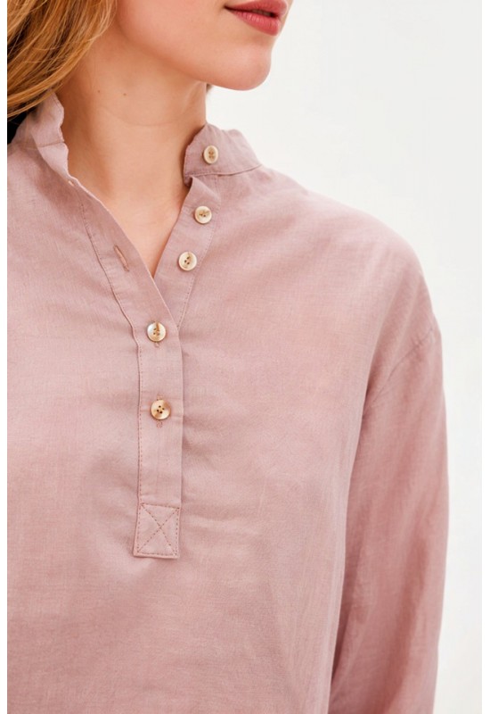 Linen loose shirt for women Half buttons