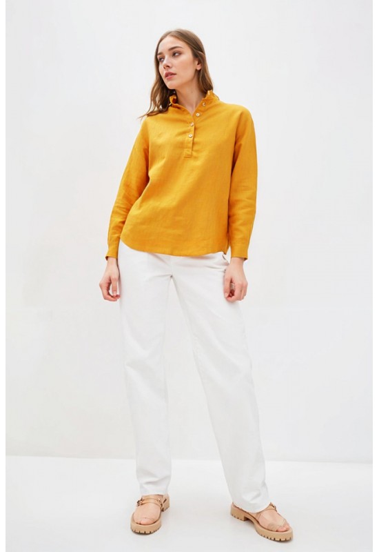 Linen loose shirt for women Half buttons