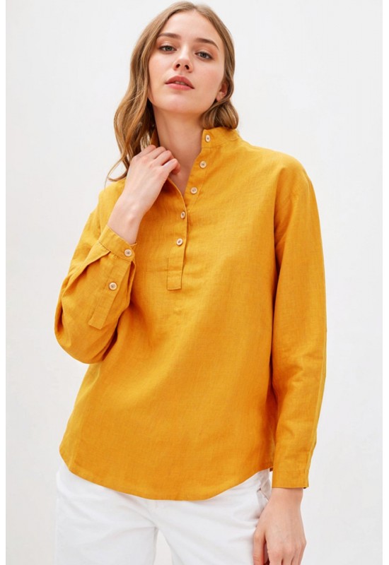 Linen loose shirt for women Half buttons