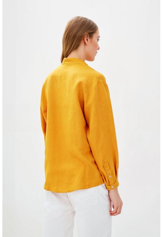Linen loose shirt for women Half buttons