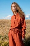 Linen loose shirt for women Half buttons