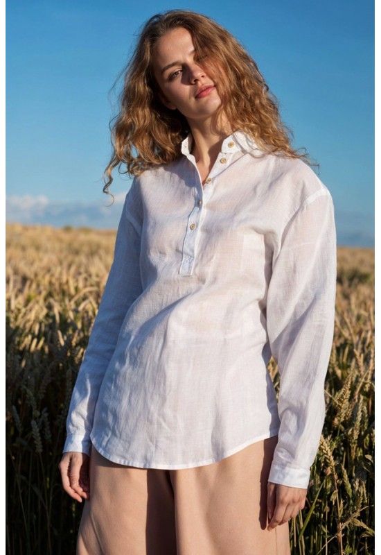 Linen loose shirt for women Half buttons