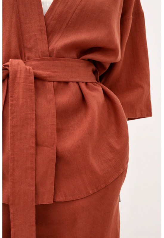 Linen wrap kimono jacket for women 